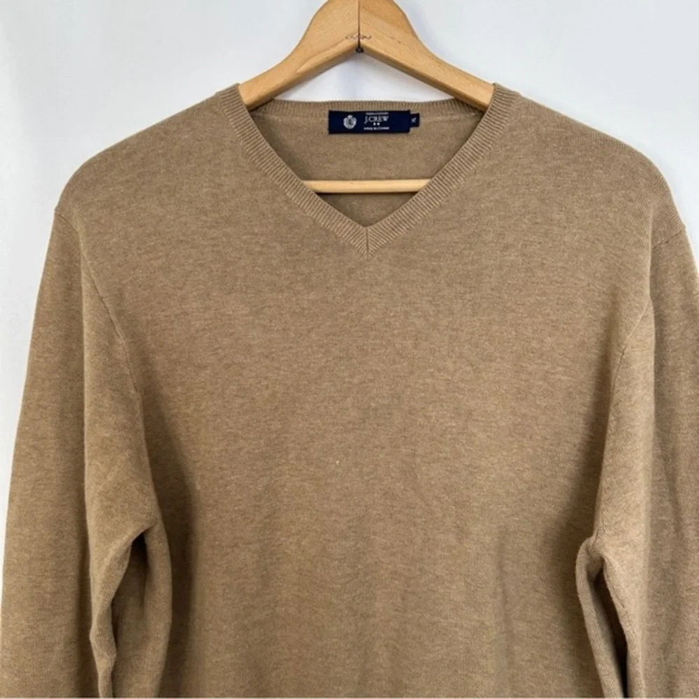 J. Crew Sweater Mens XL V-Neck Brown Cotton Pullover‎ Academia Casual